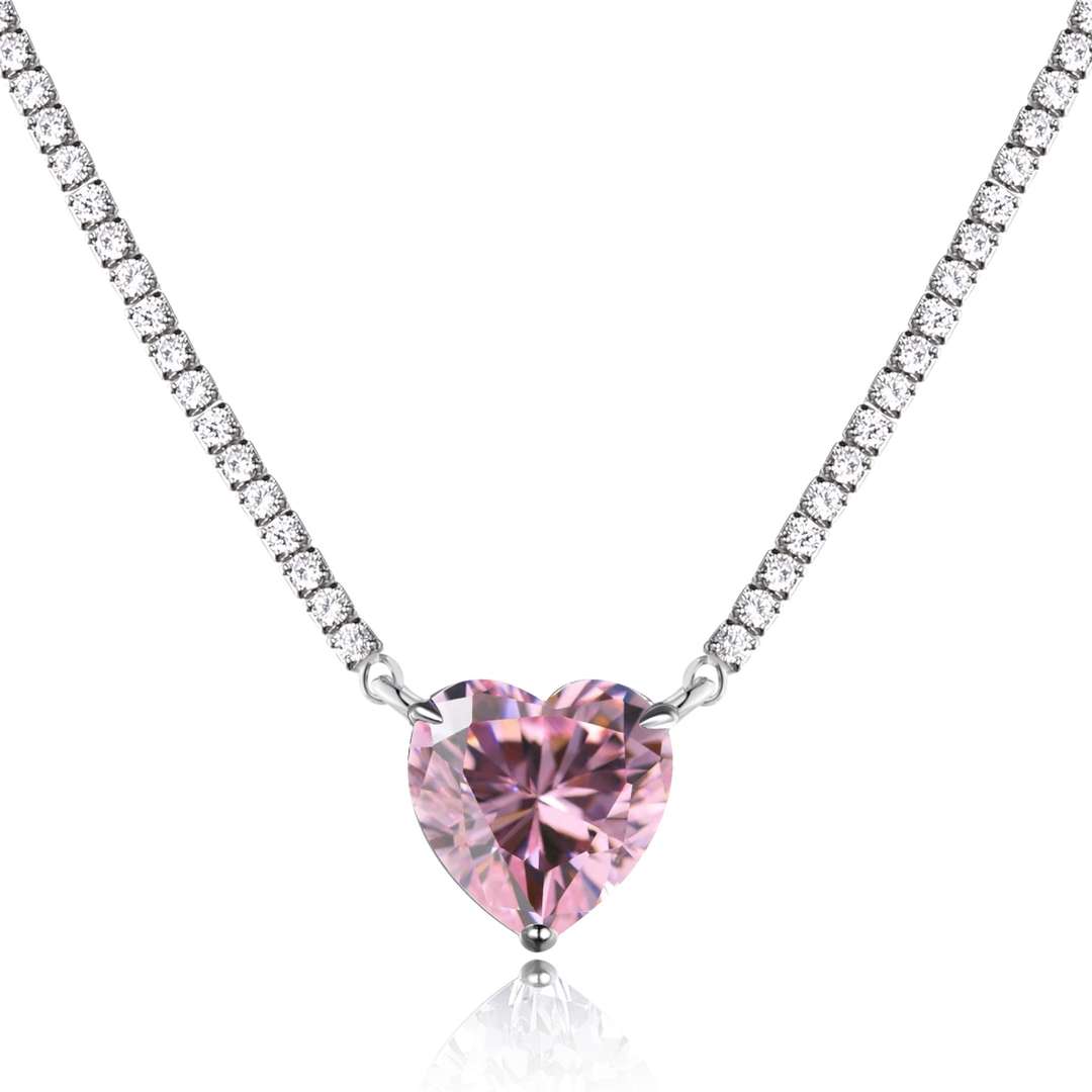 [Rosla]8.0 Carat Versatile Colorful Sweet Heart-Shaped Tennis Necklace