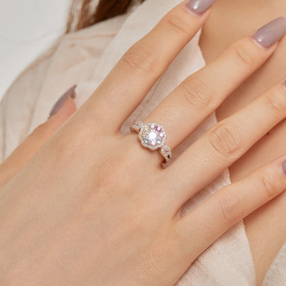 [Rosla]Delicate Colorful Round Cut Flower Shape Wedding Ring