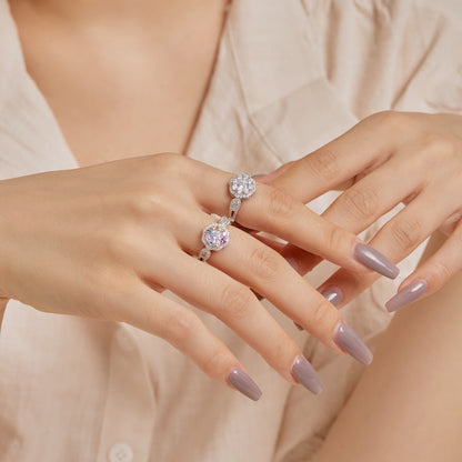 [Rosla]Delicate Colorful Round Cut Flower Shape Wedding Ring