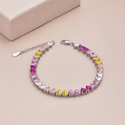 [Rosla]Luxurious Colorful Romantic Heart Shape Lover Bracelet