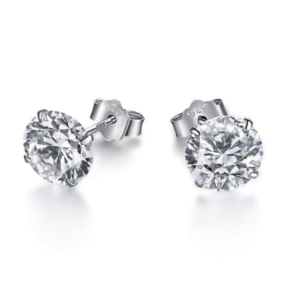 [Rosla]Stylish Shiny Round Center Stone Stud Earrings