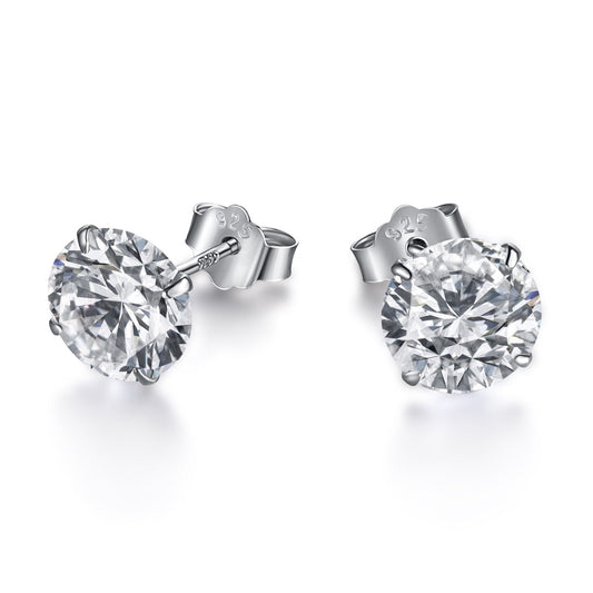 [Rosla]Stylish Shiny Round Center Stone Stud Earrings