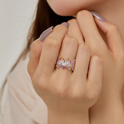 [Rosla]Luxurious Colorful Radiant Cut Daily Ring