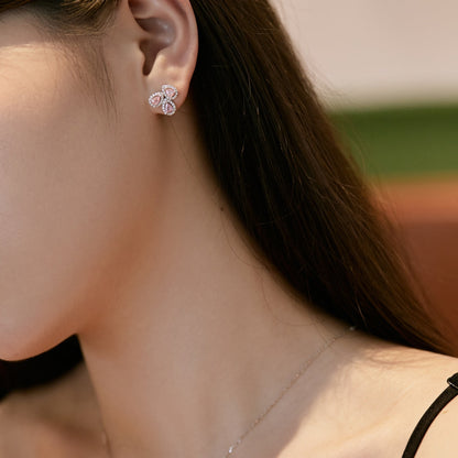 [Rosla]Ornate Flower Shape Pear Cut Lover Earrings