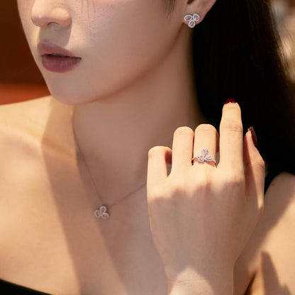 [Rosla]Ornate Flower Shape Pear Cut Lover Earrings