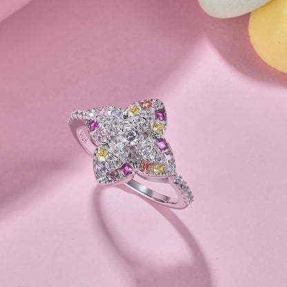 [Rosla]Luxurious Colorful Flower Shape Banquet Ring