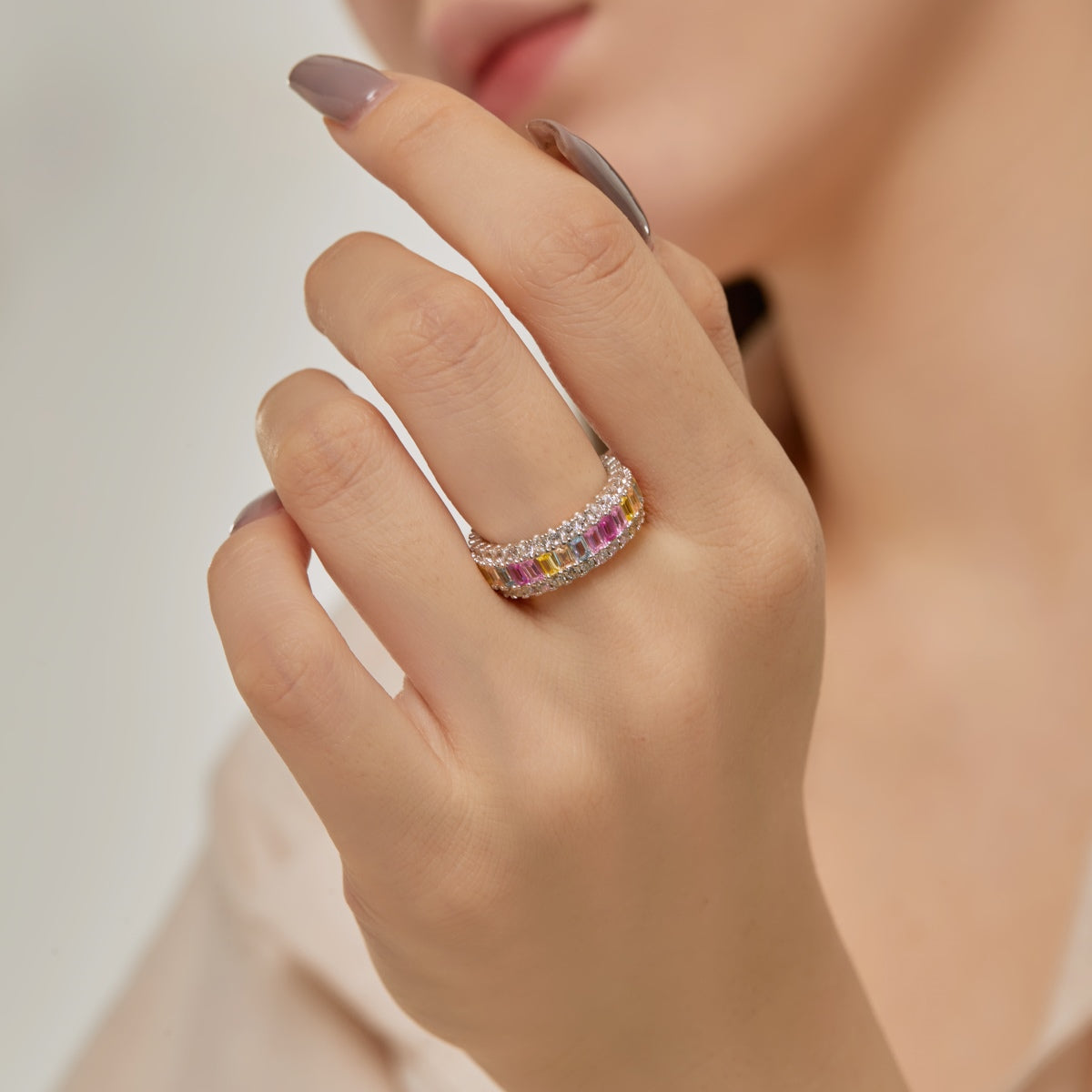 [Rosla]Dainty Colorful Radiant Cut Daily Ring