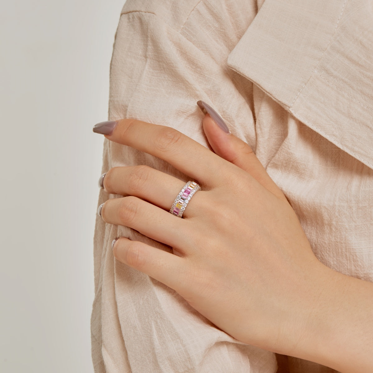 [Rosla]Dainty Colorful Radiant Cut Daily Ring