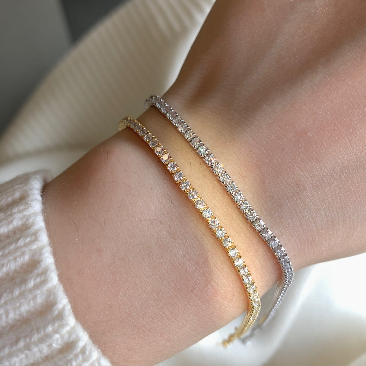 [Rosla]Radiant Shinning Princess Cut Tennis Bracelet