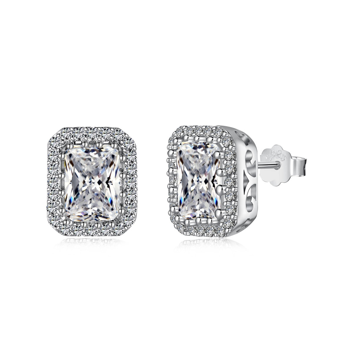 [Rosla]1.0 Carat Luxurious Dainty Emerald Cut Daily Earrings