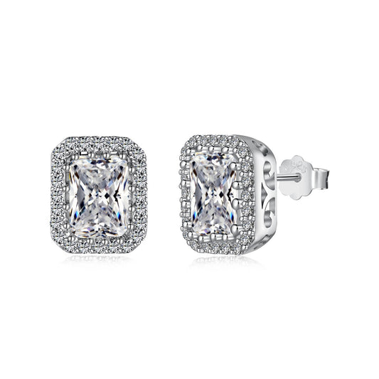 [Rosla]1.0 Carat Luxurious Dainty Emerald Cut Daily Earrings