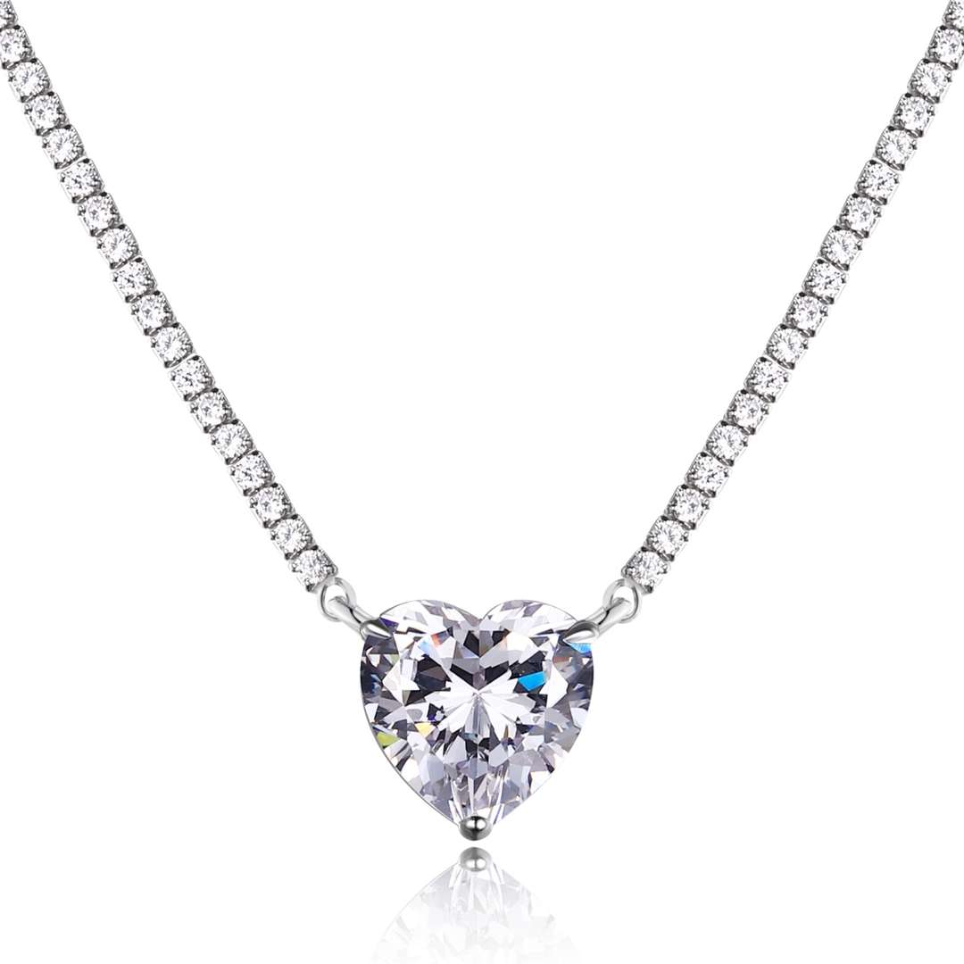 [Rosla]8.0 Carat Versatile Colorful Sweet Heart-Shaped Tennis Necklace