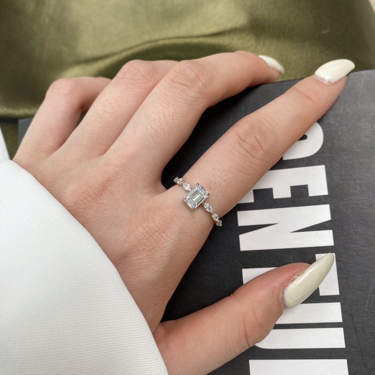 [Rosla]1.0 Carat Dainty Resplendent Radiant Cut Daily Ring