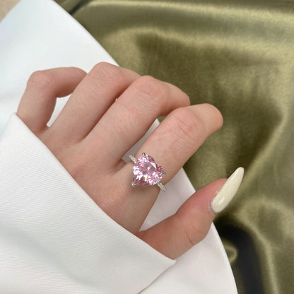 [Rosla]6.0 Carat Luxurious Sparkling Romantic Heart Cut Lover Ring