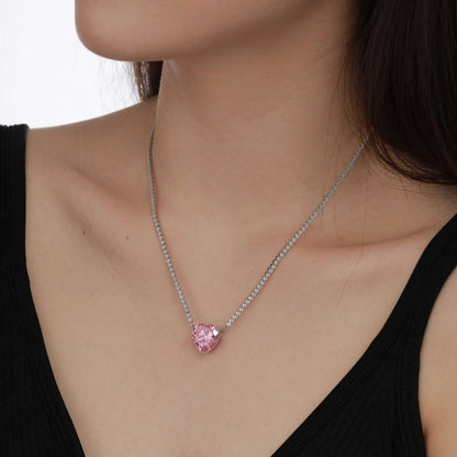 [Rosla]8.0 Carat Versatile Colorful Sweet Heart-Shaped Tennis Necklace