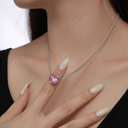 [Rosla]8.0 Carat Versatile Colorful Sweet Heart-Shaped Tennis Necklace