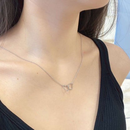 [Rosla]Sterling Silver Love Double Ring Necklace