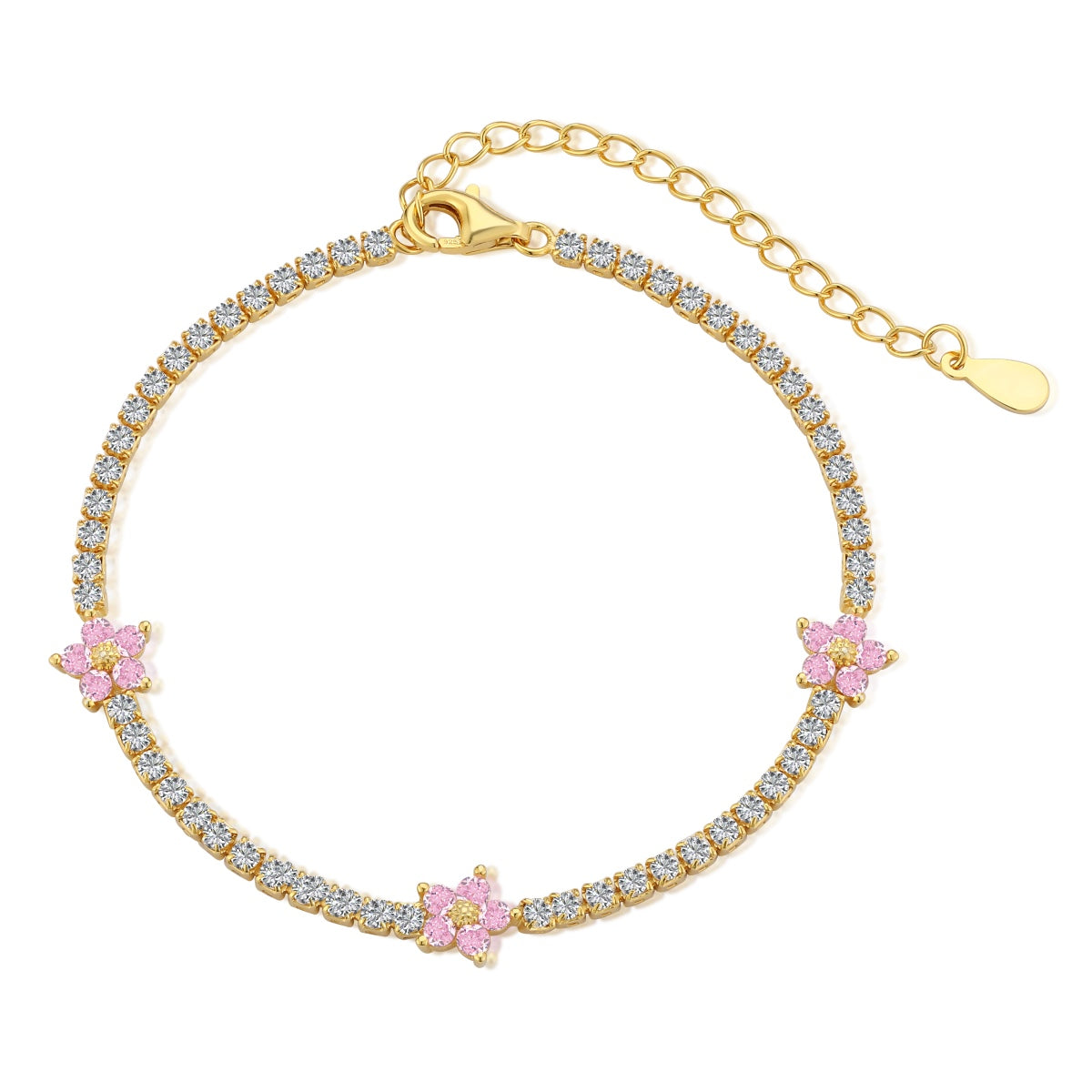 [Rosla]Sparkling Flower Shape Tennis Bracelet