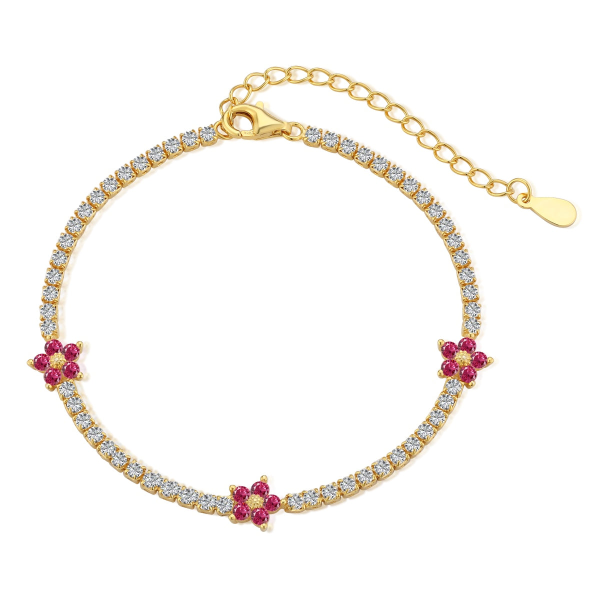 [Rosla]Sparkling Flower Shape Tennis Bracelet