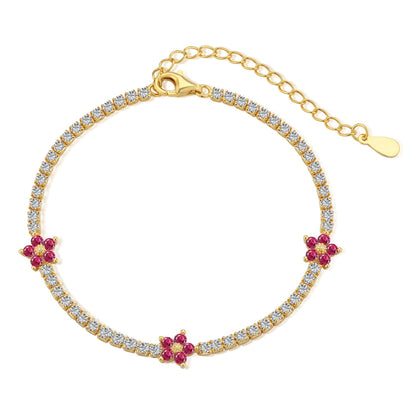[Rosla]Sparkling Flower Shape Tennis Bracelet