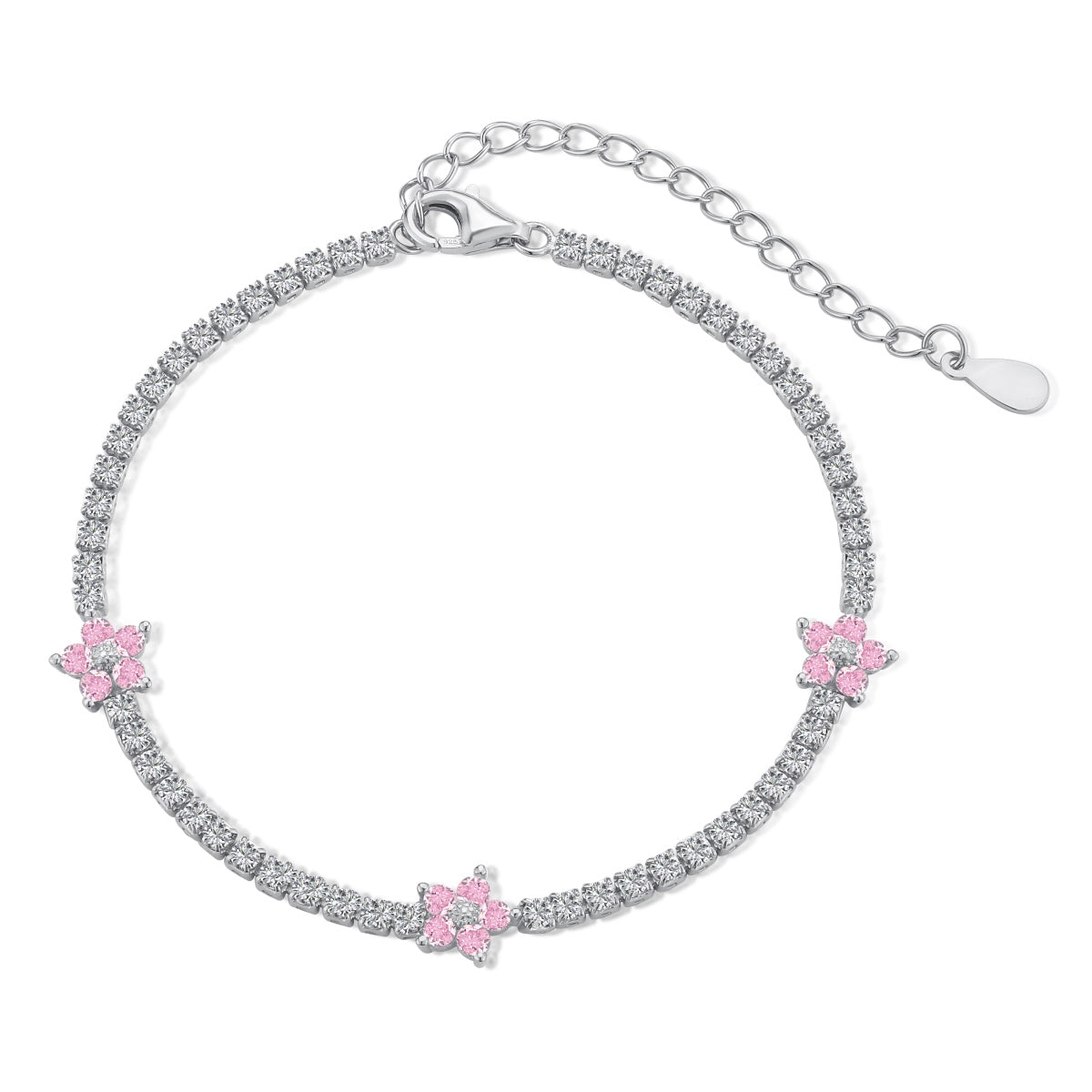 [Rosla]Sparkling Flower Shape Tennis Bracelet