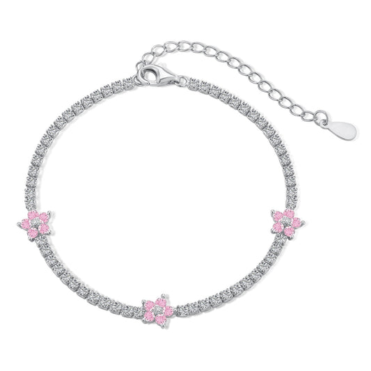 [Rosla]Sparkling Flower Shape Tennis Bracelet