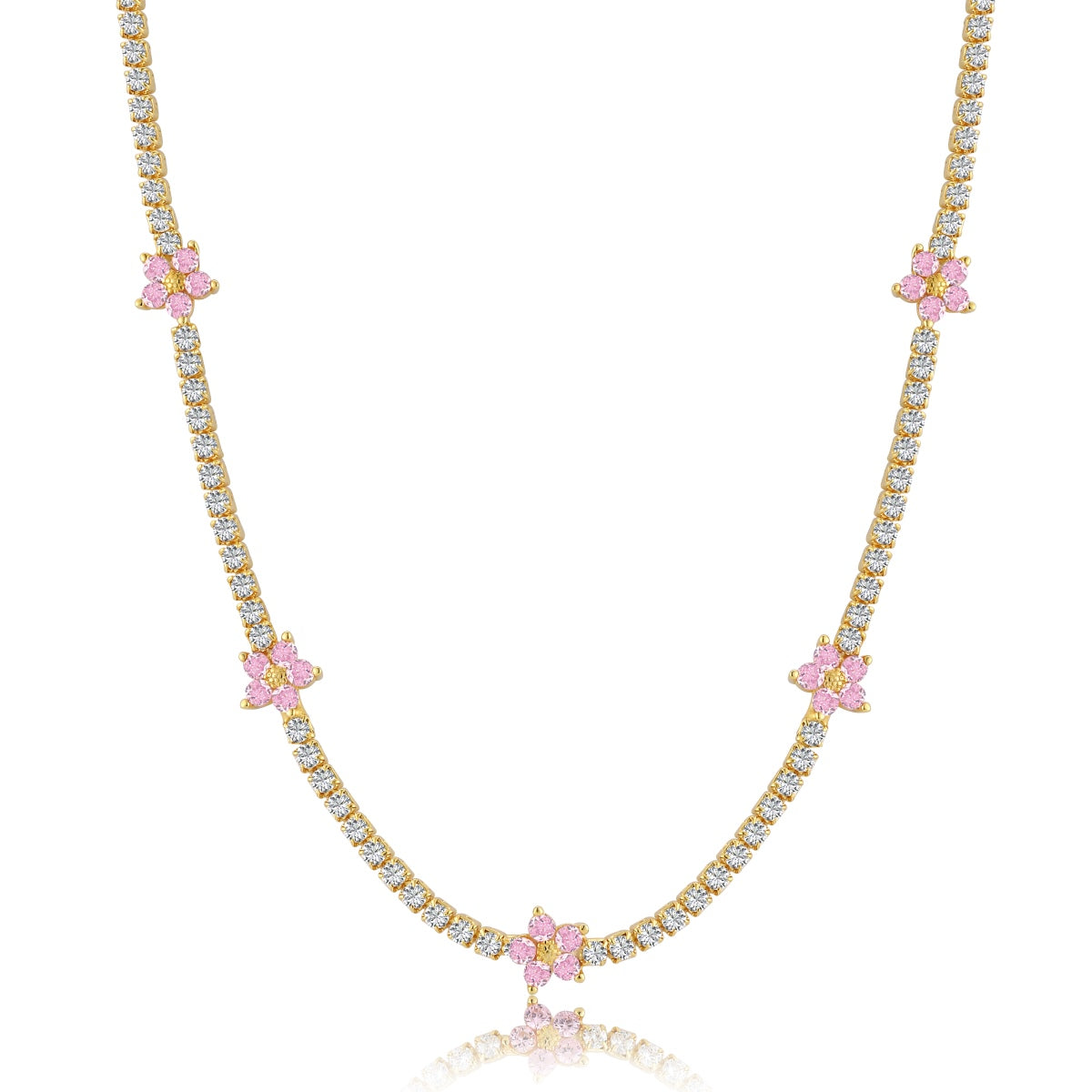 [Rosla]Luxurious Colorful Flower Tennis Necklace