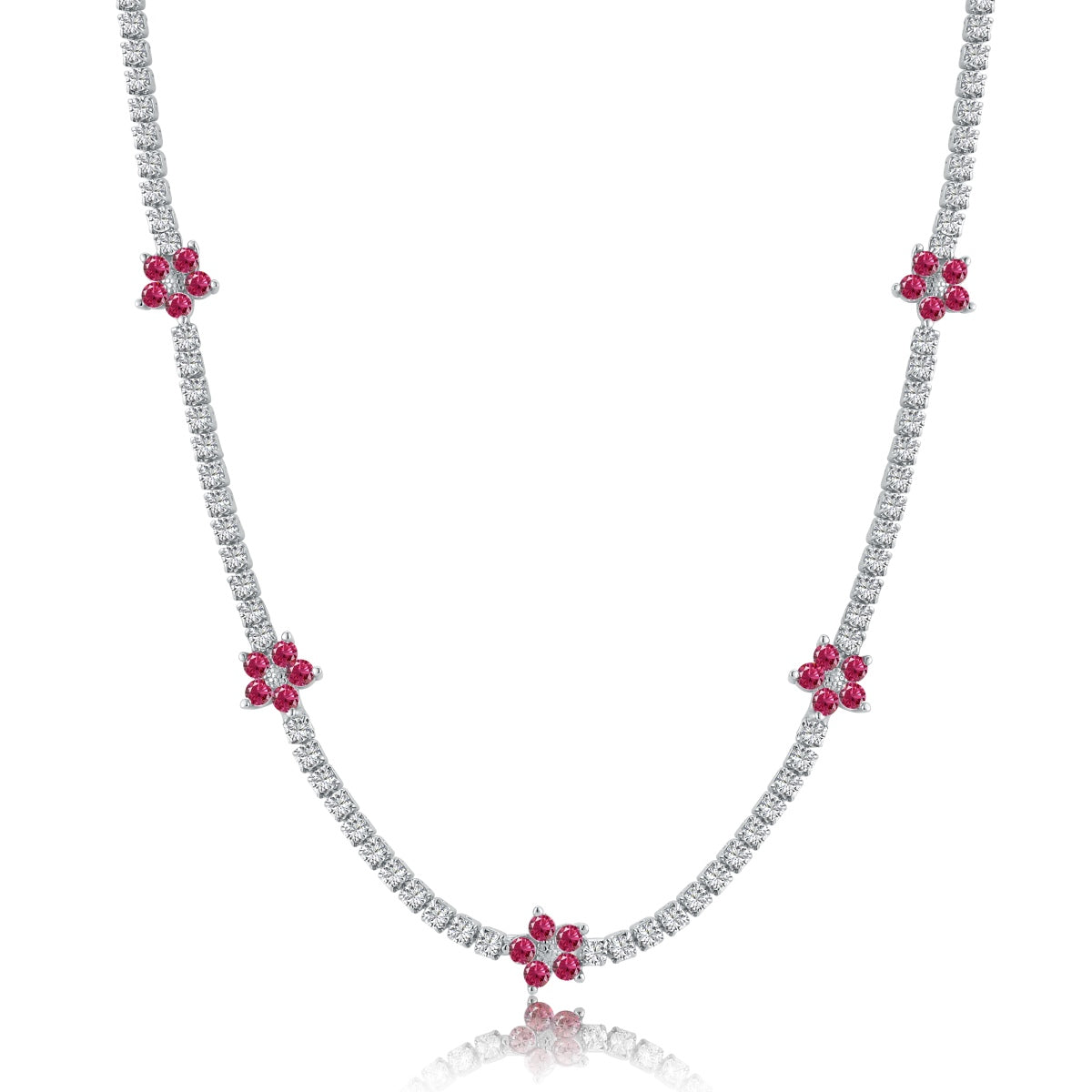 [Rosla]Luxurious Colorful Flower Tennis Necklace