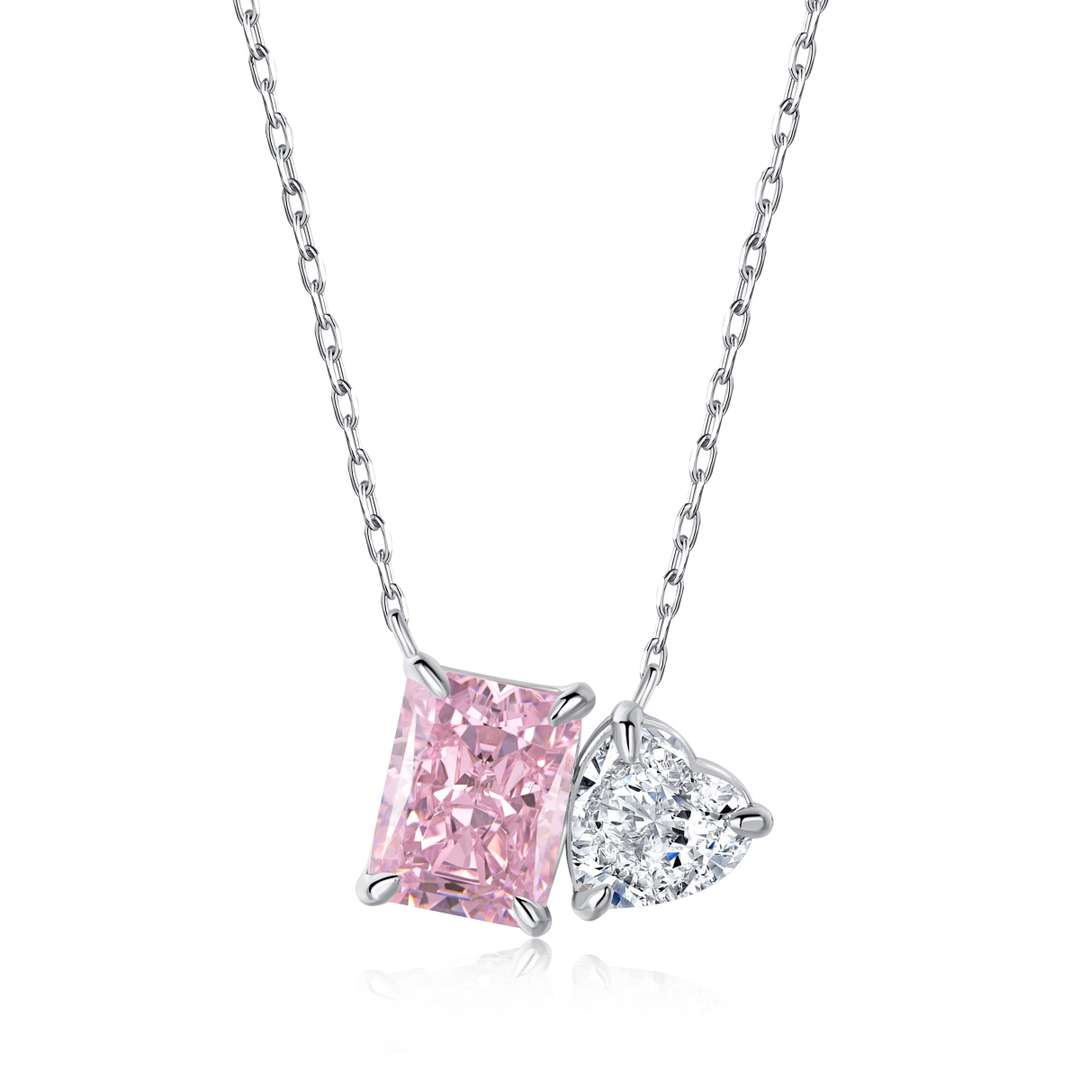 [Rosla]Dazzling Square & Heart Shape Necklace