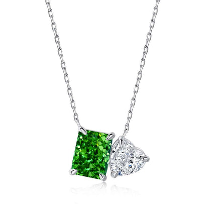 [Rosla]Dazzling Square & Heart Shape Necklace