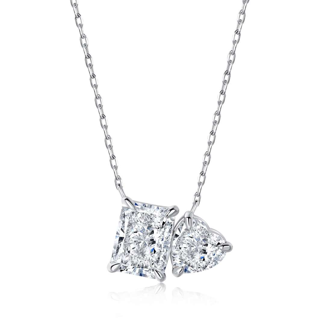 [Rosla]Dazzling Square & Heart Shape Necklace