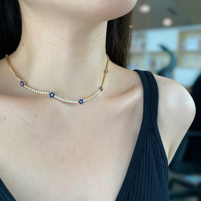 [Rosla]Luxurious Colorful Flower Tennis Necklace