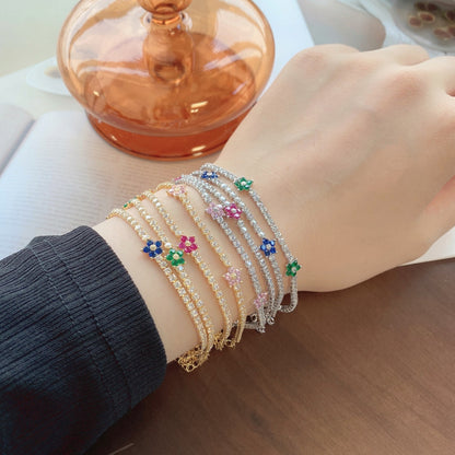 [Rosla]Sparkling Flower Shape Tennis Bracelet