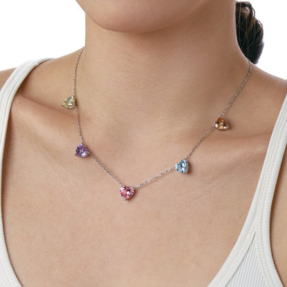 [Rosla]Sparkling Colorful Heart Cut Necklace