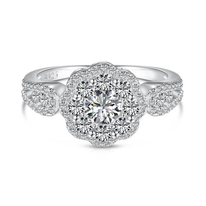[Rosla]Delicate Colorful Round Cut Flower Shape Wedding Ring