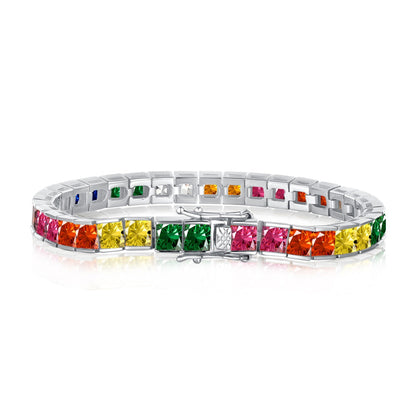 [Rosla]Radiant Colorful Princess Cut Tennis Bracelet