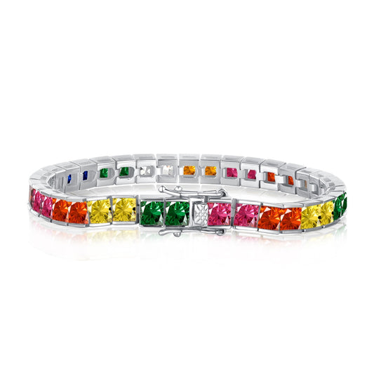 [Rosla]Radiant Colorful Princess Cut Tennis Bracelet