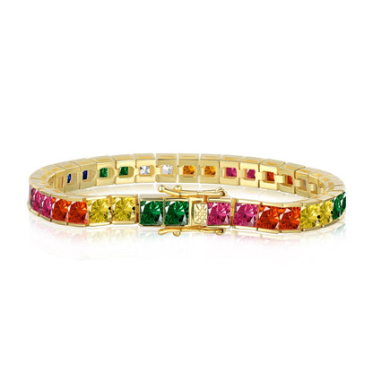 [Rosla]Radiant Colorful Princess Cut Tennis Bracelet