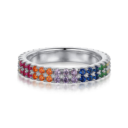[Rosla]Unique Colorful Round Cut Tennis Ring