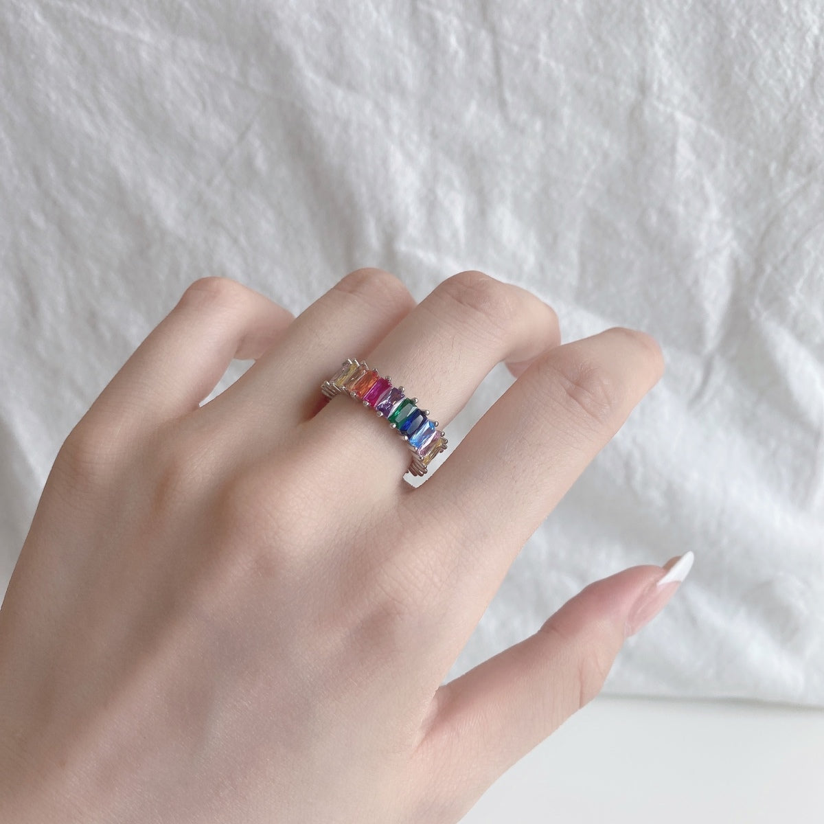 [Rosla]Unique Colorful Radiant Cut RIng