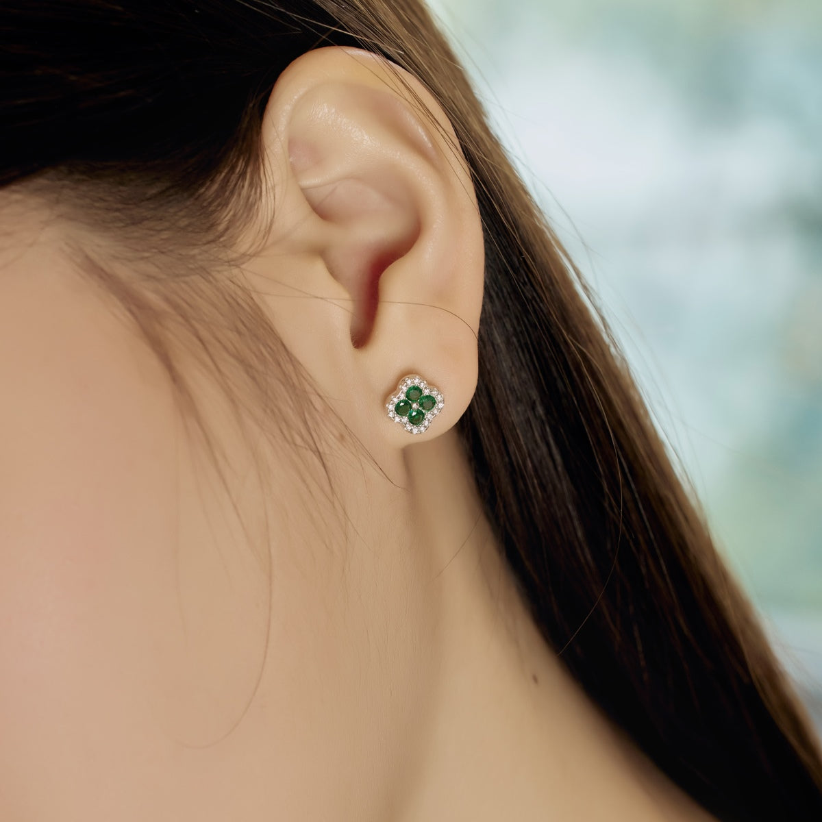 [Rosla]Four-Leaf Clover Flower Shaped Earrings