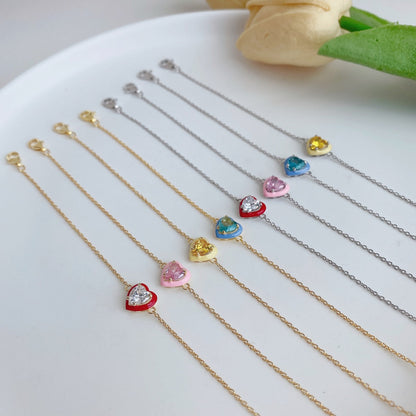 [Rosla]Sparkling Romantic Heart Shape Lover Bracelet