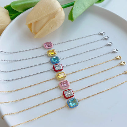 [Rosla]2.0 Carat Sparkling Colorful Emerald Cut Daily Bracelet