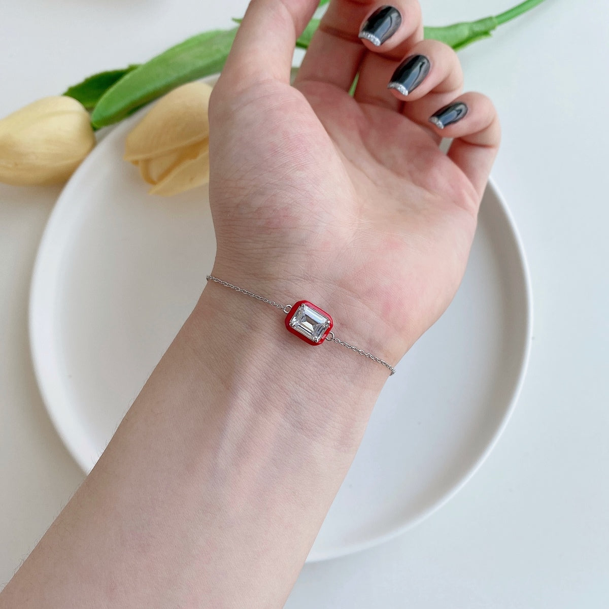 [Rosla]2.0 Carat Sparkling Colorful Emerald Cut Daily Bracelet