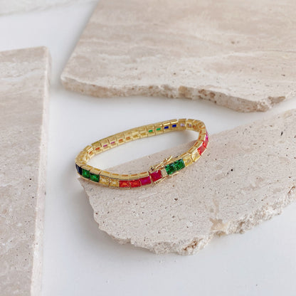 [Rosla]Radiant Colorful Princess Cut Tennis Bracelet