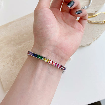 [Rosla]Radiant Colorful Princess Cut Tennis Bracelet