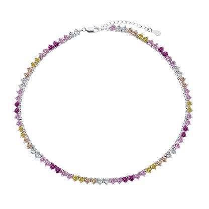 [Rosla]Sparkling Colorful Full Heart Tennis Necklace