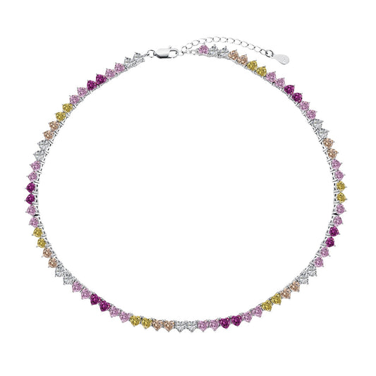 [Rosla]Sparkling Colorful Full Heart Tennis Necklace