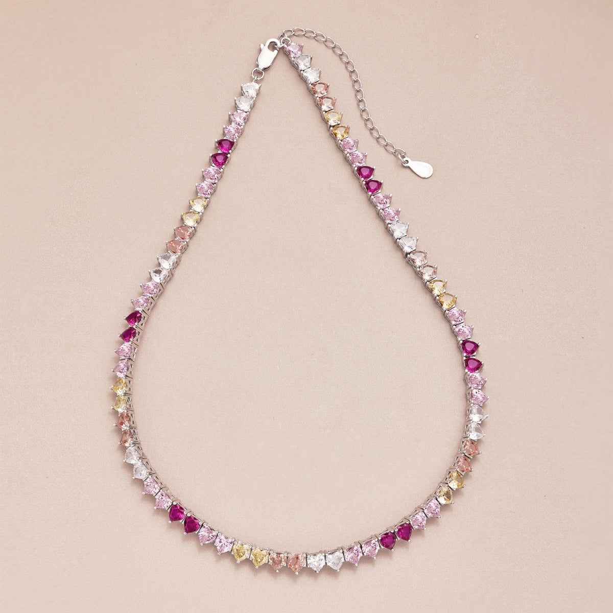 [Rosla]Sparkling Colorful Full Heart Tennis Necklace