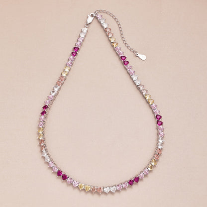 [Rosla]Sparkling Colorful Full Heart Tennis Necklace